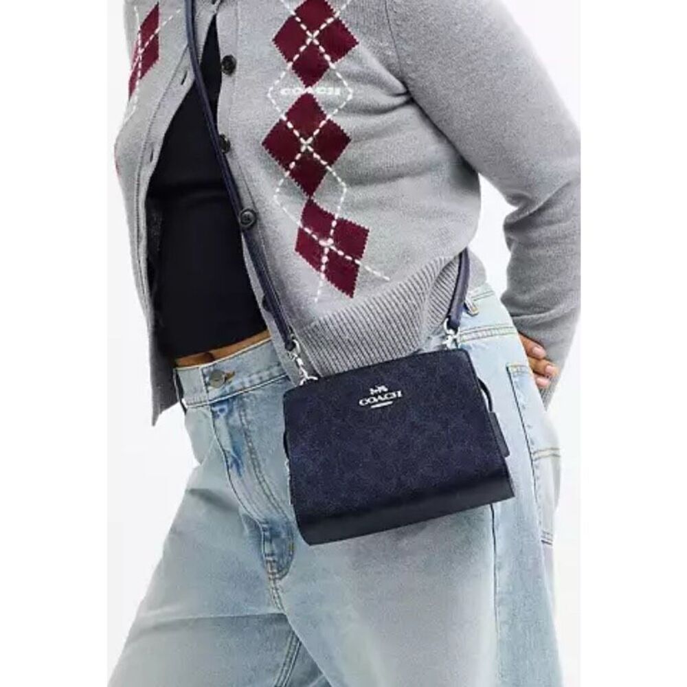 🔥🎁NWT! Coach Gia Crossbody Bag In Sig Canvas Silver CCK70 Msrp:$298.00